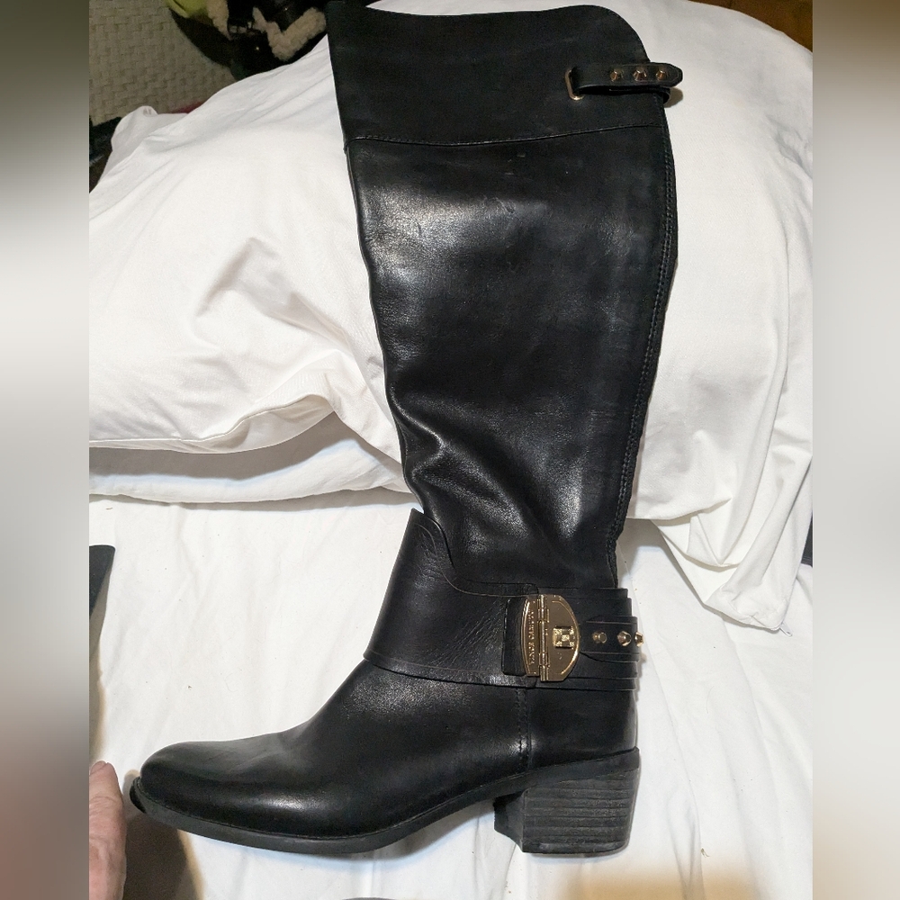 Vince Camuto Black Leather Over the Knee Boots 7.5 Beatrix